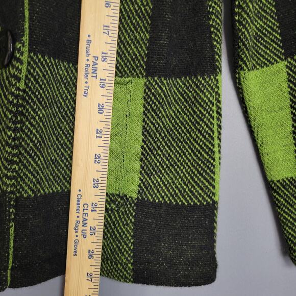 Keren Hart Jacket Coat Womens S Bufflo Plaid Wool Retro Grunge Neon Check Y2K - Picture 8 of 12